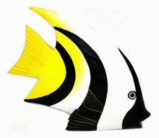 Deko Fisch Holzfisch Dekofische Kunstfisch Holz Fische Korallenfisch schwarz wei