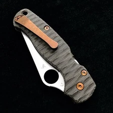 Spyderco Paramilitary 2 C81GPCMO2 Custom Micarta Anso Scale & bronze ti hardware