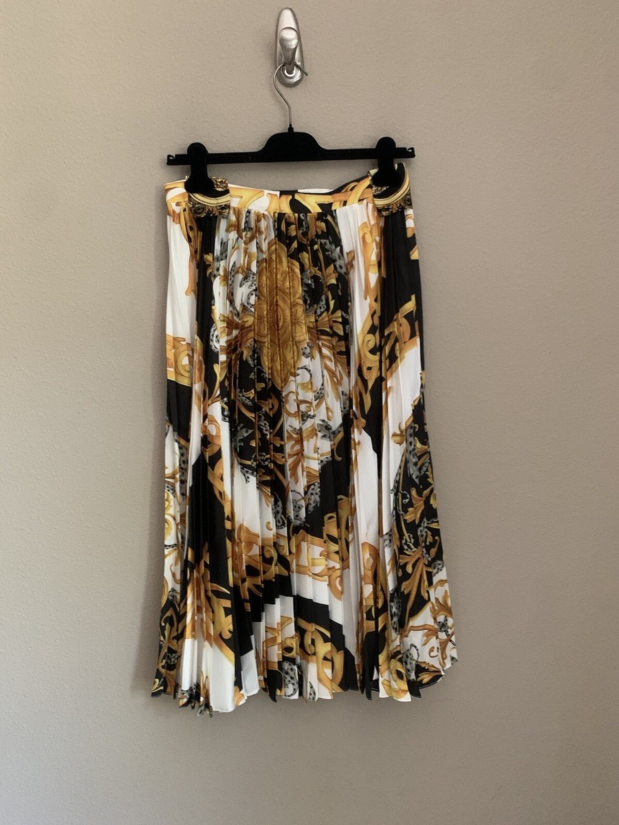NWT Authentic VERSACE Barocco Acanthus Printed Pleated Midi
