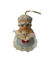 Jasco Goose & Baby Reading CARING CRITTER Porcelain Bell Christmas Ornament