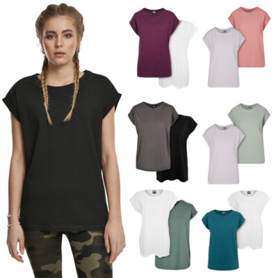 Urban Classics Ladies Extended Shoulder Tee 2-Pack Turn Up T-Shirt Drop Shoulder