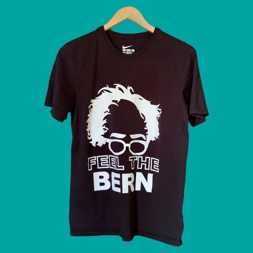 NIKE Feel the Bern T-Shirt Black Cotton 