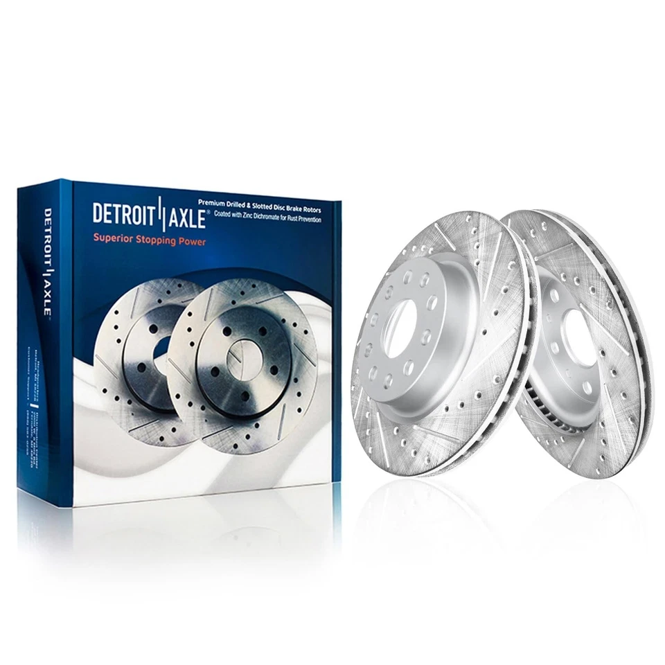 10pc Front Rear Drilled Brake Rotors Brake Pads Kit for 2018-2023 Jeep Wrangler - Image 3 of 4