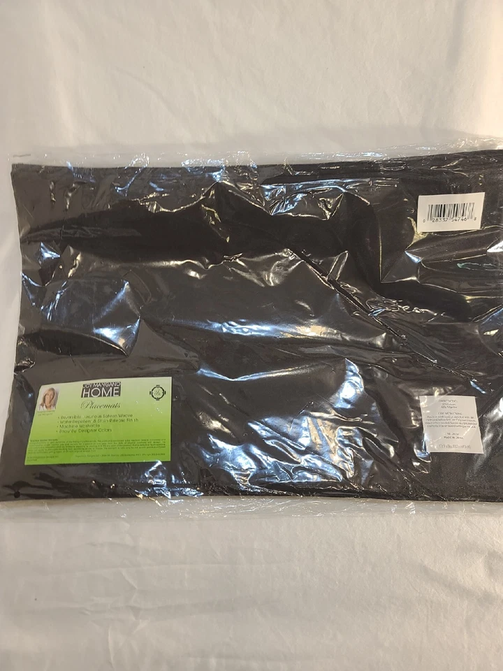 Joy Mangano Home - Set of 4 Black Reversible Placemats 19x13" RN 129297 - New - Image 2 of 4