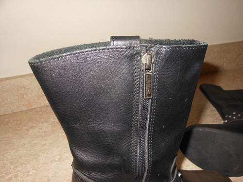 HARLEY DAVIDSON Ladies Black Leather Motorcycle Boots w/Rhinestones ~ Size 6 - Picture 20 of 23