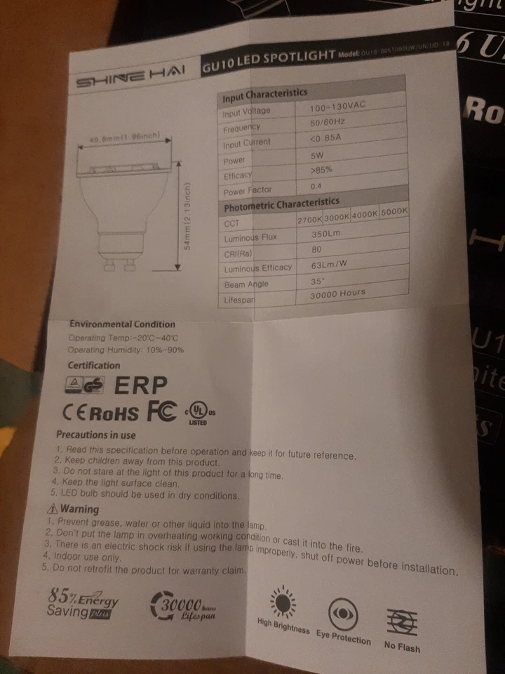 Gu10 led light bulbs 5WATTS 12 PACK - Image 3 of 4