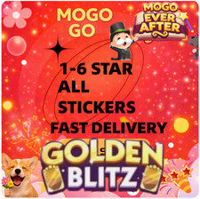  GOLD Sticker MOGO Stickers ALL 1-6  INSTANT SERVICE   For Monopoly Go24/7