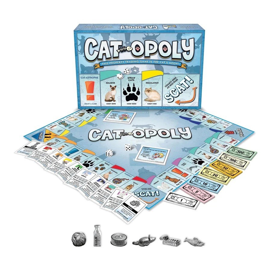 Cat-Opoly Family Board Game - Monopoly for Cat Lovers Gift 8+