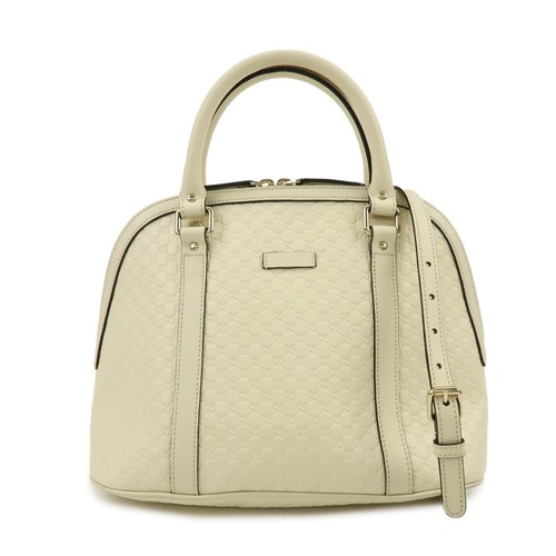 GUCCI Microguccissima Leather 2Way Bag Hand Bag Ivory 449663 Authentic Used F/S