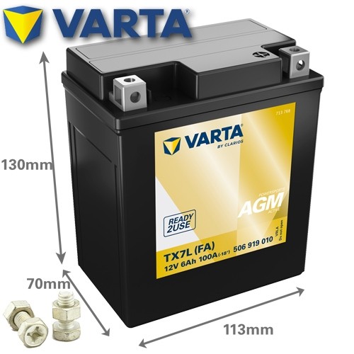 Batterie FüR Aprilia Sx 125 4T Abs KXB00 2019 Varta TX7L / YTX7L-BS Agm Active-image