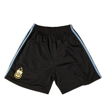Argentina Soccer Shorts Black Light Blue Team Youth L Football Futbol