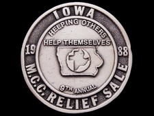 IK05154 VINTAGE 1988 9TH ANNUAL IOWA MCC RELIEF SALE BELT BUCKLE