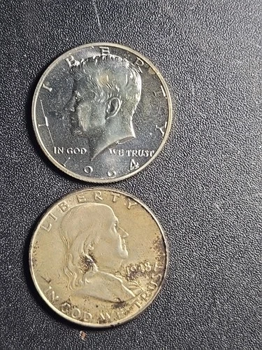 1948 Franklin Half $ - UNC and 1964 Kennedy Half $ - PROOF    stk#p78