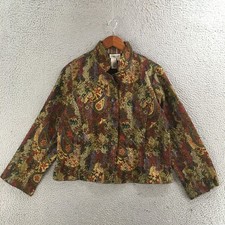 Coldwater Creek Jacket Womens PM Paisley Tapestry Cropped Long Sleeve Multicolor
