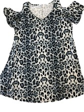Jollie Lovin Size 4XL Black Animal Print Knit Dress Short Cold Shoulder Sleeve