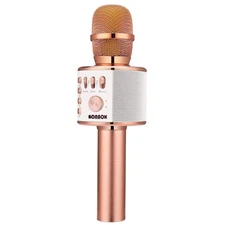 Portable Handheld Karaoke Mic Speaker - Rose Gold for Home and Celebrations