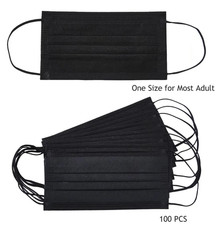Black Face Mask Mouth Nose Protector - Disposable Masks 100pcs. SEALED