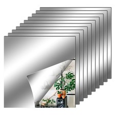 10 Pack Self Adhesive Mirror Tiles 6 x 6inch(2mm Thick) Flexible Non Glass Stick