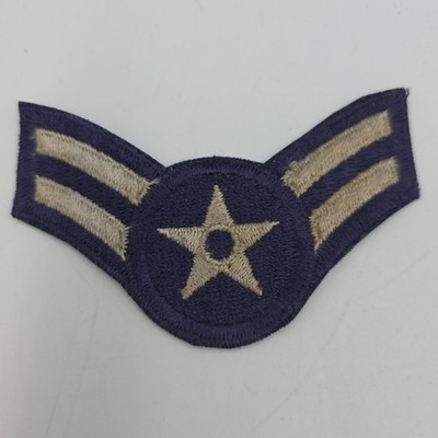 US Air Force Senior Airman Patch Chevron Blue/Silver 2 Stripes 1 Star 1946 & Up