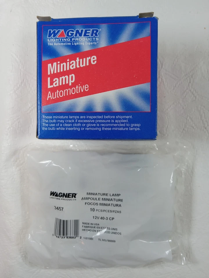 WAGNER 3457 MINIATURA AUTOMOTRIZ TRANSPARENTE BOMBILLAS LOTE DE 10 SELLADAS 12V Foto 3 de 4