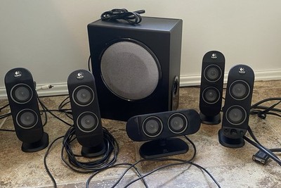 Logitech X-530 5.1 Wired Surround Speaker System w/ Subwoofer, Black