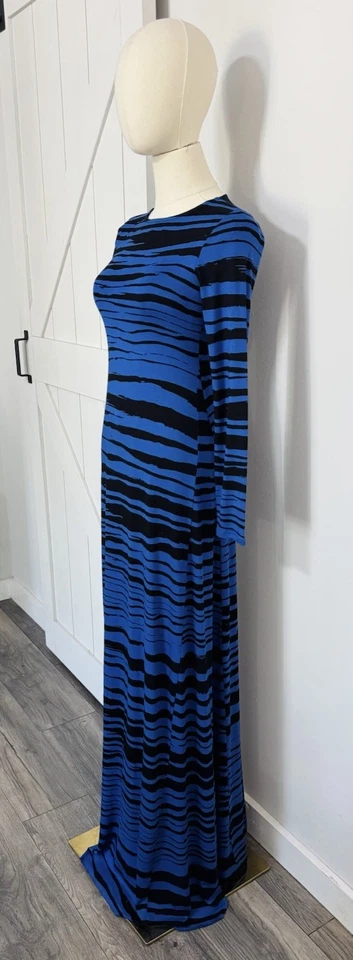 Maxi Vestido Rachel Pally Talla Xs Tormentoso Pintado Cobalto Rayas Manga Larga Modal Foto 2 de 4