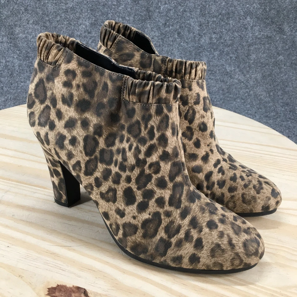 Sam & Libby Selena 踝靴女式 11 棕色豹纹高跟鞋 — 第 3/4 张图片