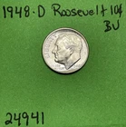 1948 D Roosevelt Dime BU Uncirculated Mint State 90% Silver 10c US Coin
