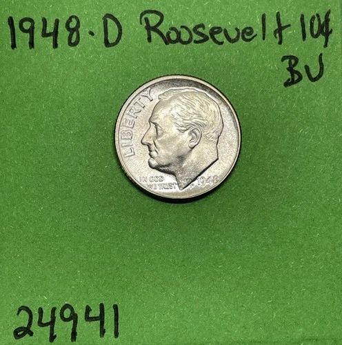 1948 D Roosevelt Dime BU Uncirculated Mint State 90% Silver 10c US Coin