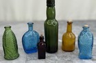 Vtg Small Color Glass Bottle lot of 5 Apothecary Emboss Miniature Wheaton Fisch
