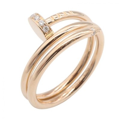 Cartier Juste un Clou Double Diamond Ring 18K Pink Gold US Size 6 Women's Y0420