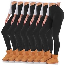 7 Pack High Waisted Leggings for Women Large-X-Large 02 black fleece Lined 