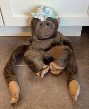 1994 Hosung Chimp Puppet Brown 12 inch Squeaker Mouth