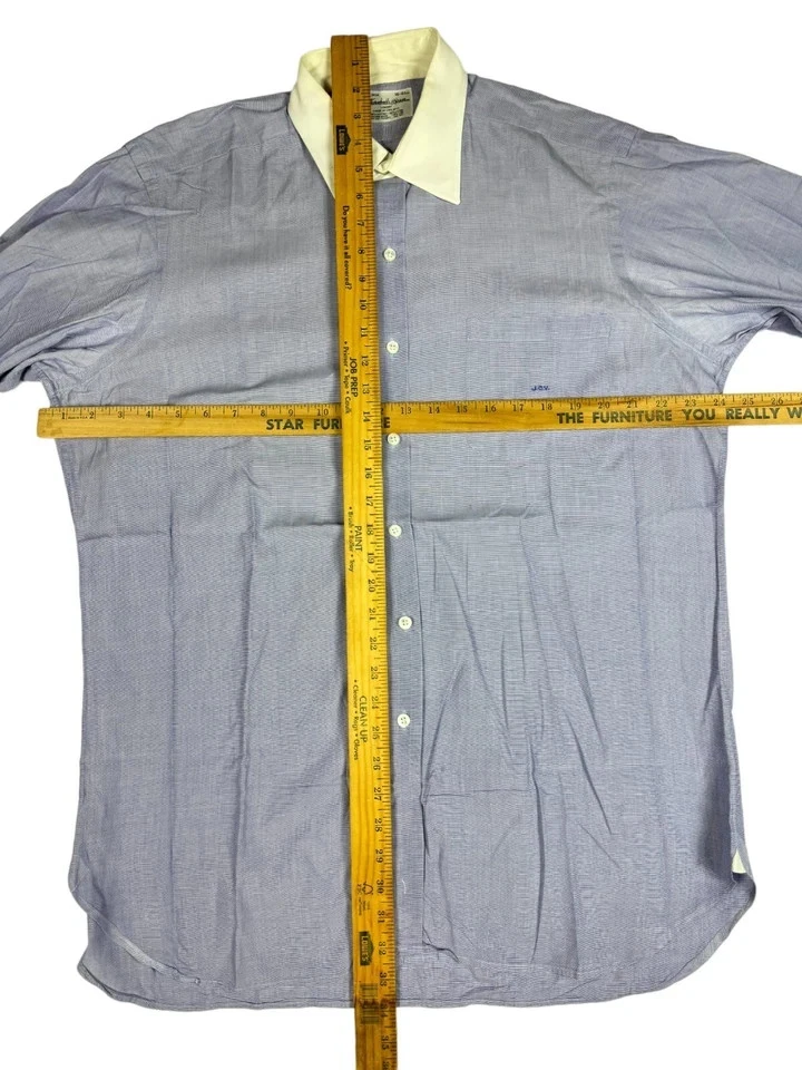 Turnbull & Asser Dress Shirt Blue French Cuff England 16. - Image 4 of 4