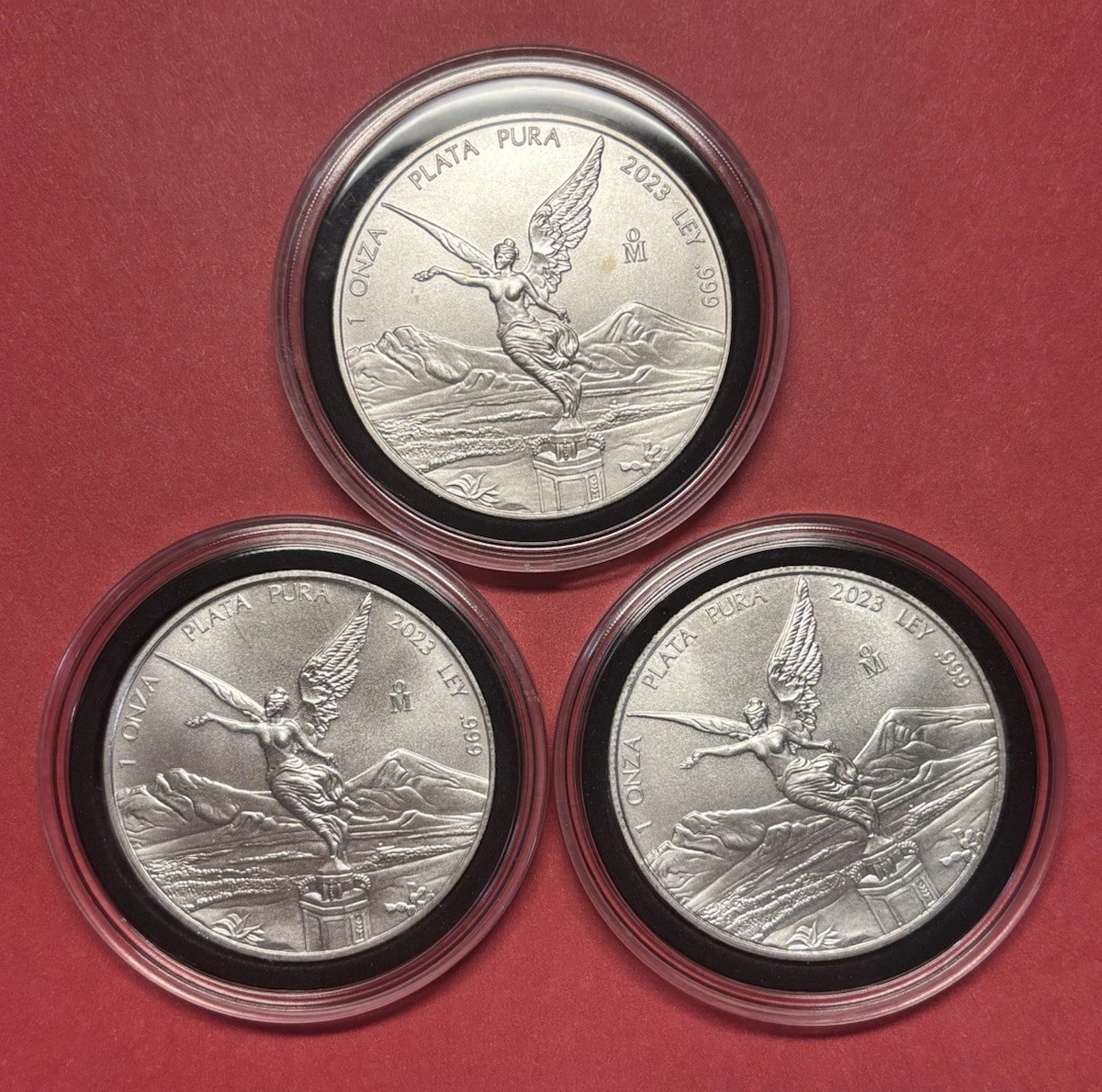 (Lot of 3) 2023 Mexico 1 Onza SiIver Libertad 1 oz 999 Fine SiIver BU in capsule