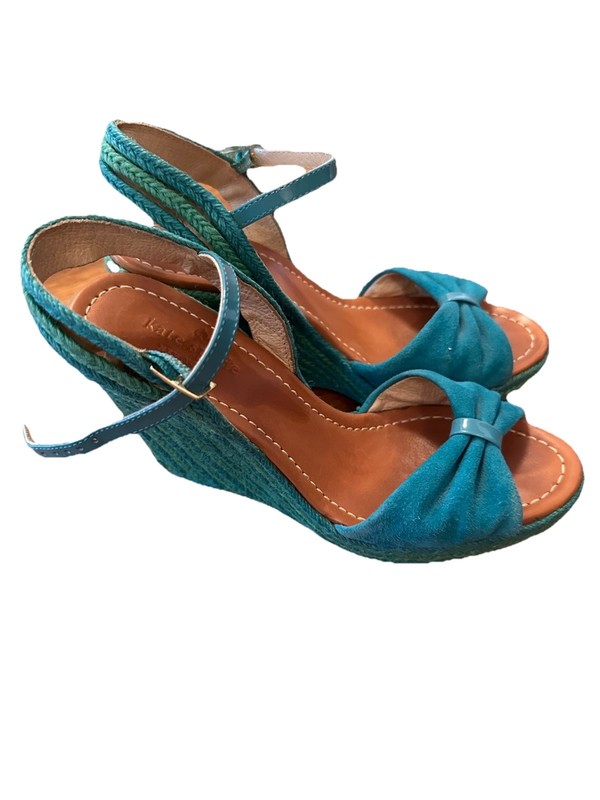 Kate Spade Aqua Blue Wedge Espadrille Size 6.5