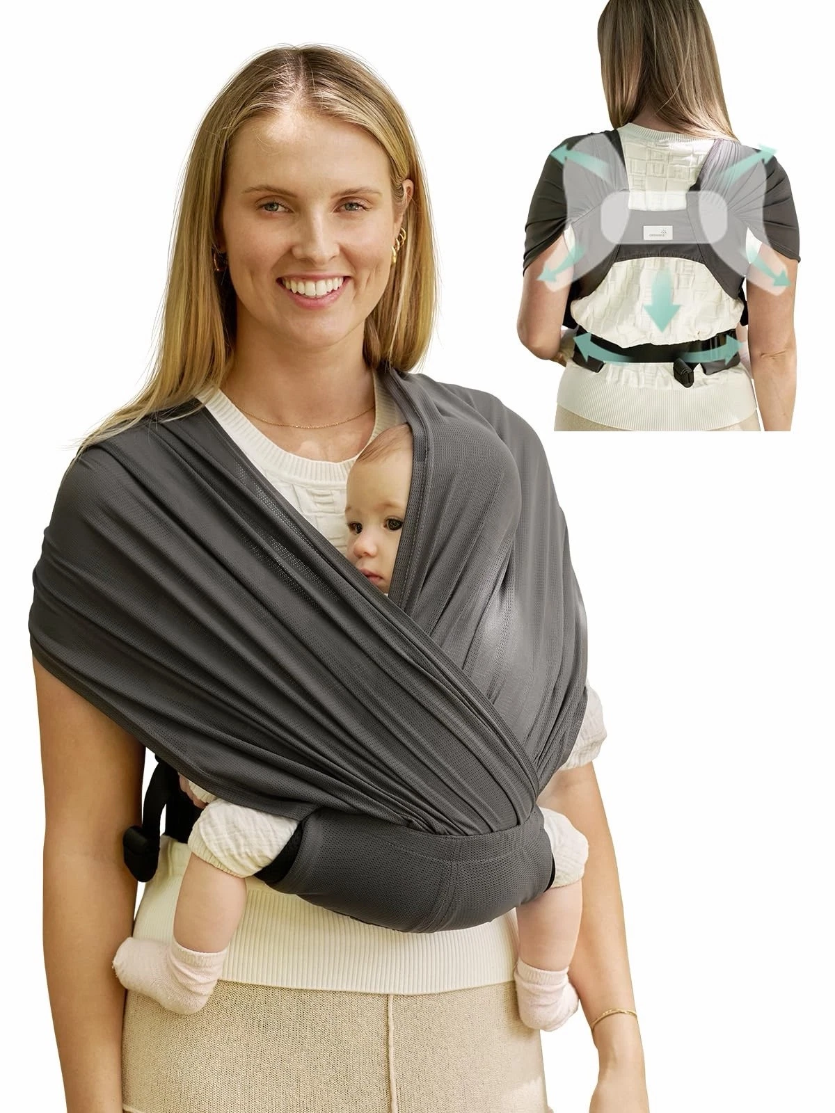 GROWNSY 2-In-1 Mesh Baby Wraps Carrier For 7-35lbs