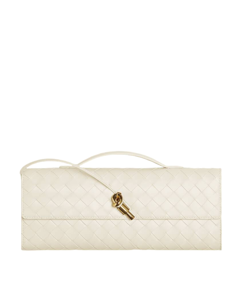 BOTTEGA VENETA $3500 Andiamo Sea Salt Top Handle Clutch New & Authentic