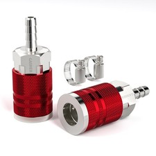2 PCS Industrial Air Coupling 1/4 Inch Hose Barb Basic Flow Quick Connect Red
