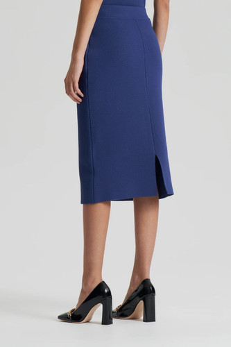 SCANLAN THEODORE SKIRT ROYAL BLUE CREPE KNIT SLIT BACK MIDI PENCIL SMALL $450 - Picture 5 of 22