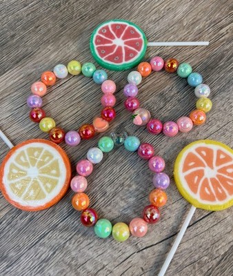 Handgefertigt Miracle Beads Polaris Perlen Armband Rainbow Ø14 mm bunt 3D Perlen