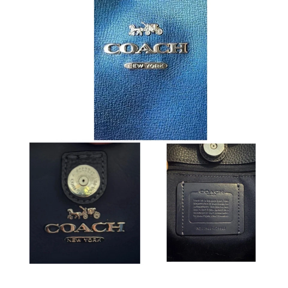 Bolso de Mano Coach Grande de Cuero Metálico F79983 $398 Azul Iridiscente Cadete Foto 4 de 4