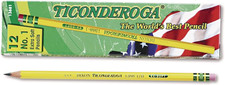 Ticonderoga Wood-Cased Pencils, 1 B Extra Soft, Yellow, 12 Count