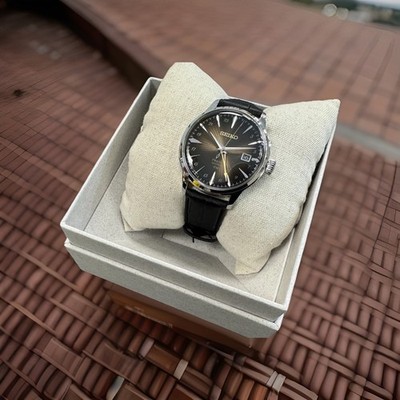 Seiko Presage GMT Brown Dial Cocktail Time Black Leather Band