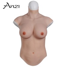 Plus Size Half Bodysuit Breastplate Silicone Filled Breast Form Fake Boobs