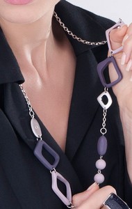 New Women Long Purple Necklace Rhodium Plated Classic Handmade - Unique Gift WOW