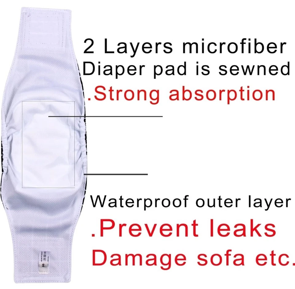 Joydaog Reusable Belly Bands for Male Dogs, 3Pack Premium Washable Diapers - XXL - Image 4 of 4