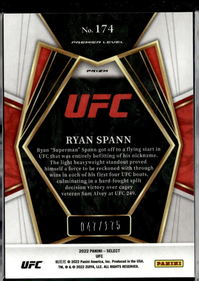2022 SELECT UFC BRONZE #174RYAN SPANN /175 - Image 2 of 2