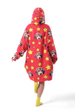 Personalized Pet Lover Sherpa Blanket Hoodie, Dog Photo Oversize Blanket Hoodie