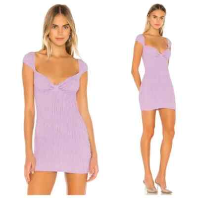 Revolve NBD Opal Crinkle Lilac Purple Smocked Bodycon Dress $198 Small 
